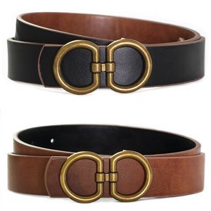 Womens Reversible Leather Belt Brown Ladies Fashion Belts For Jeans Dress😎